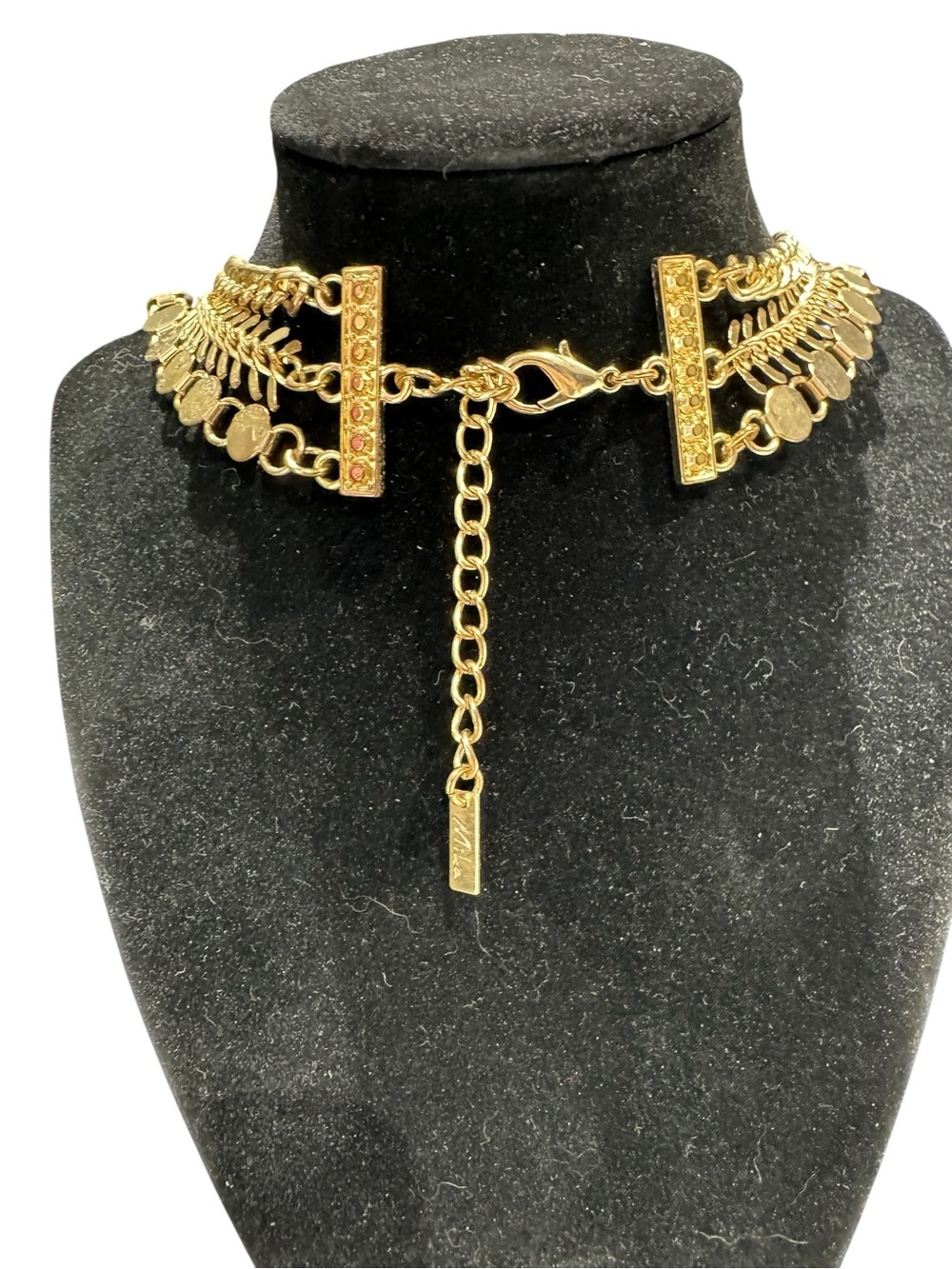 Mika Gold-Tone Layered Necklace with Iridescent Green Stones & Matching Earrings - Picture 4 of 7